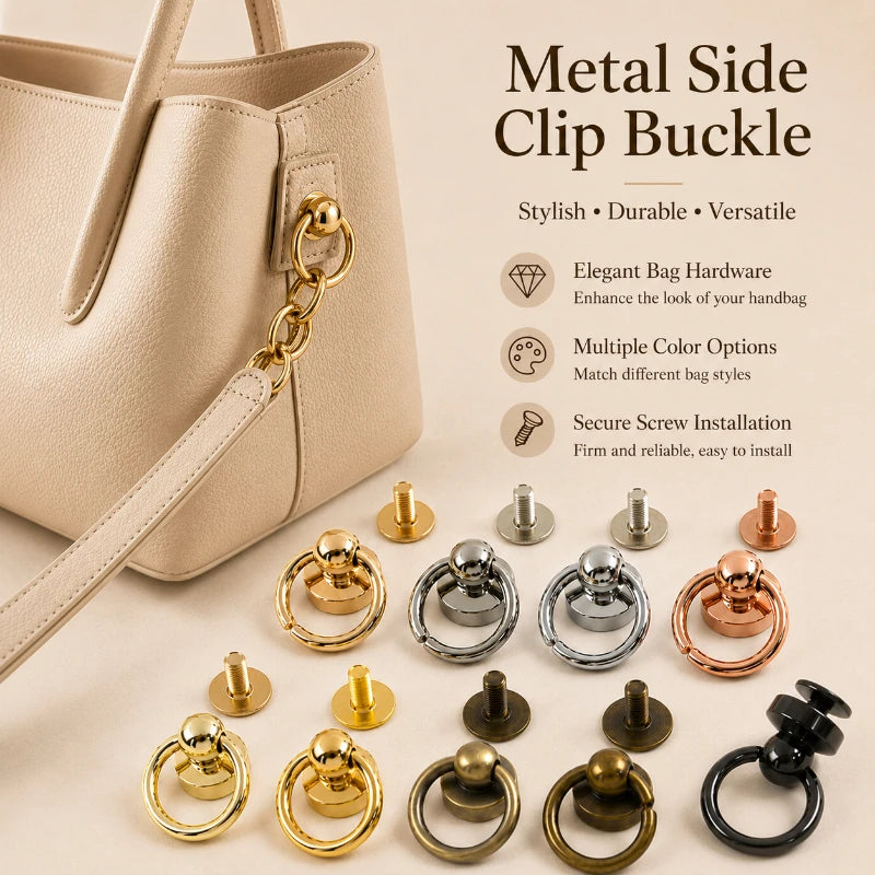 15/500Pcs 10mm Metal Side Clip Buckle Handbag Strap Screw Rivet Hook Phone Shell Stud O Ring Clasp DIY Bags Making Accessories