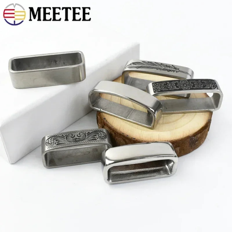 3/100Pcs 35/40mm Solid Stainless Steel Metal Ring Belt Loop Buckle Men's Keeper Jeans Clothing Accessories for 34-39mm Belts