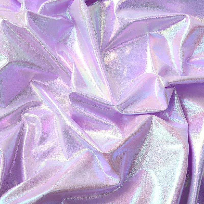 90/1350*145cm Metallic Foil Stretch Fabric Spandex Fabrics Laser Cloth for Sewing Costume Stage Party Christmas Craft Accessory