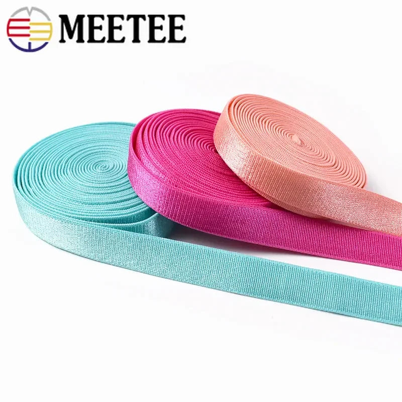 Meetee 10/300meters 12mm Elastic Bands for Underwear Bra Shoulder Strap Yoga Belt Hair Band DIY Sewing Garment Accessories