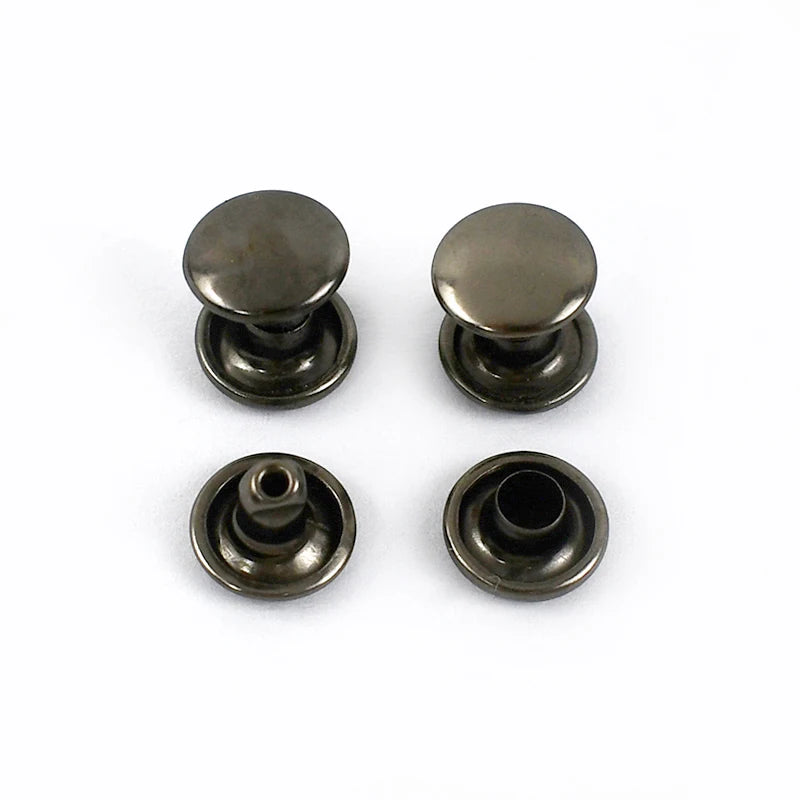 100sets Metal Double Cap Rivet Studs Button Round Rivets Nail for Leather Craft Bag Belt Shoes Garments Hat Pet Collar Buckle