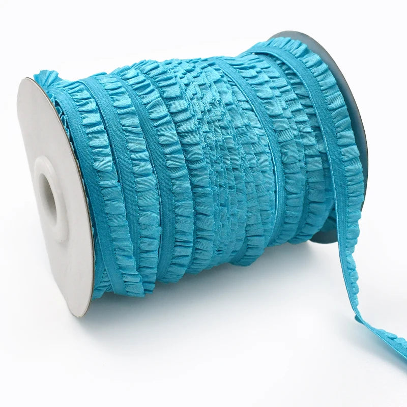 Meetee 20/600meters 10mm Ruffled Elastic Band Pleated Stretch Lace Trim Ribbon Baby Hairband Belt Shoes Tapes Sewing Accessory