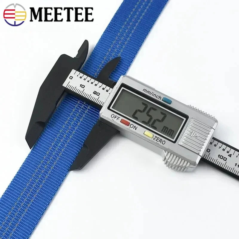 5/200Meters 25mm Nylon Tubular Webbing Tape for Sewing Bag Strap Double-layer Ribbon Backpack Belt Reflective Band DIY Accessories