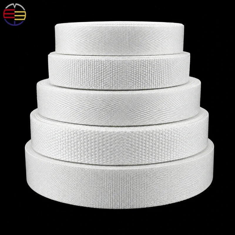 8/200Meters White Nylon Webbing 20-50mm Bag Shoulder Strap Tape Clothes Decorative Sewing Ribbon Bias Binding Accessories