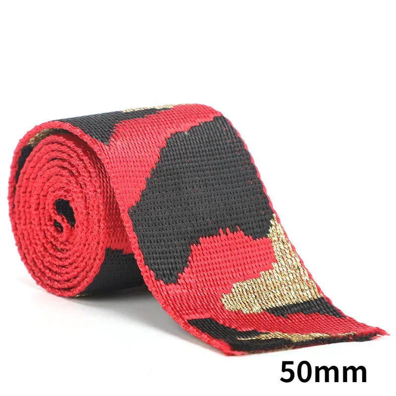 Meetee 2/50Meters 38/50mm Nylon Polyester Jacquard Webbing Camouflage Tapes for Backpack Strap Garment Ribbon Sewing Decoration Band