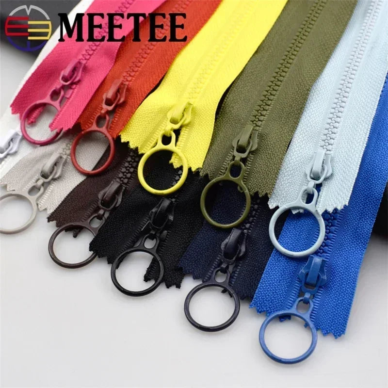 15/500pcs Meetee 3# Resin Zippers Closed 25cm Open-end 60cm Ring Puller Zipper for Bags Wallet Purse Garment Sewing Accessories