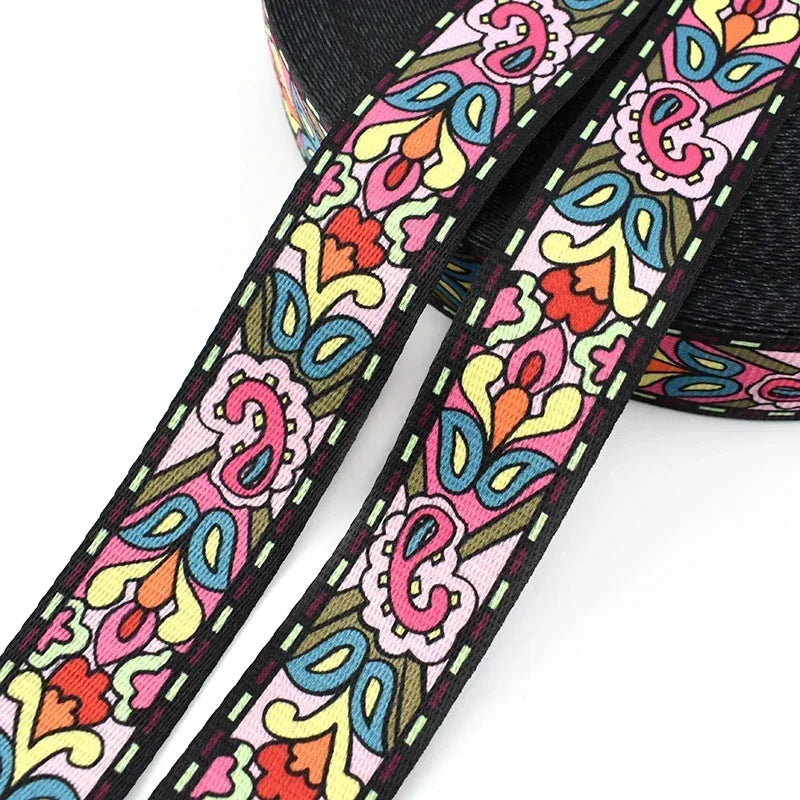 5/150Meters Meetee 38mm Jacquard Printed Webbing Ethnic Ribbon Bags Strap Tape for Sewing Garment Belt Accessories