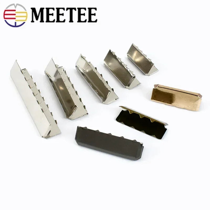 30/590pcs Meetee Metal Belt Clip Buckle Pants Belts Head Tail Stopper Webbbing Cord End Clips Buckles DIY Garment Accessories