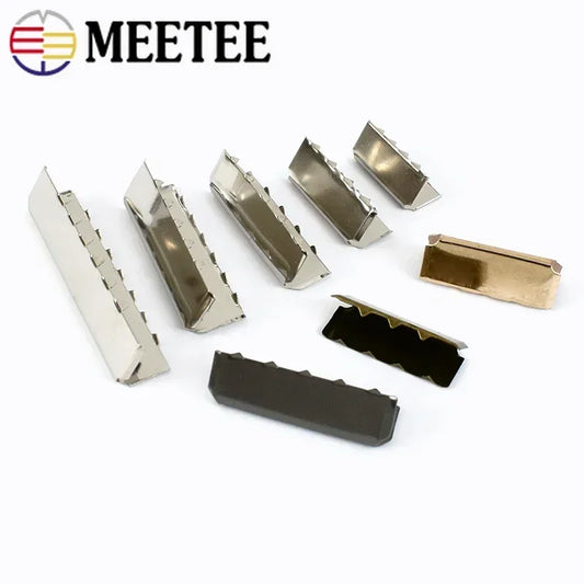 30/590pcs Meetee Metal Belt Clip Buckle Pants Belts Head Tail Stopper Webbbing Cord End Clips Buckles DIY Garment Accessories