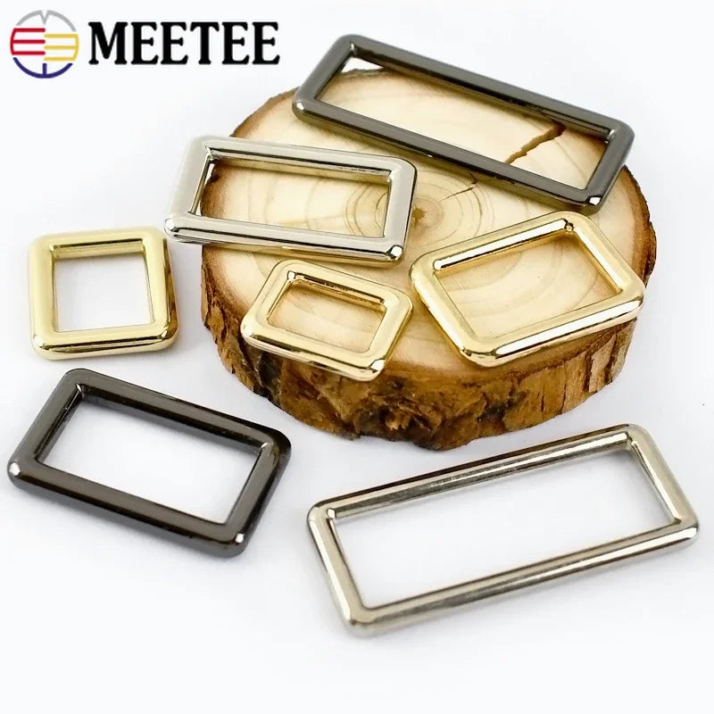 15/500Pcs Meetee 12-50mm Metal Square O D Ring Buckles Bag Adjustable Buckle DIY Backpack Straps Shoes Garment Leather Accessories
