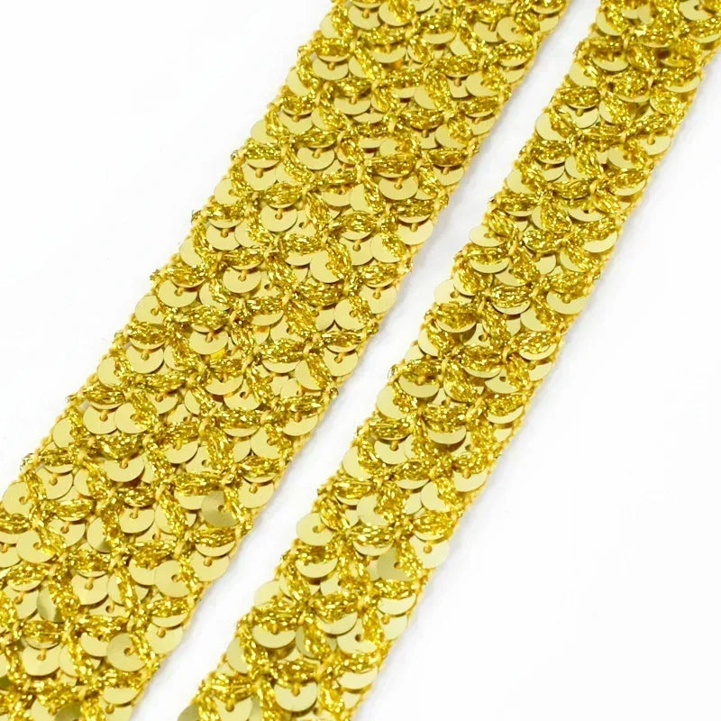 15/400M Sequin Lace Braided Band Decoration Ribbon for Clothes Not Elastic Trim Cosplay Dance Dress Wedding Sewing Accessories