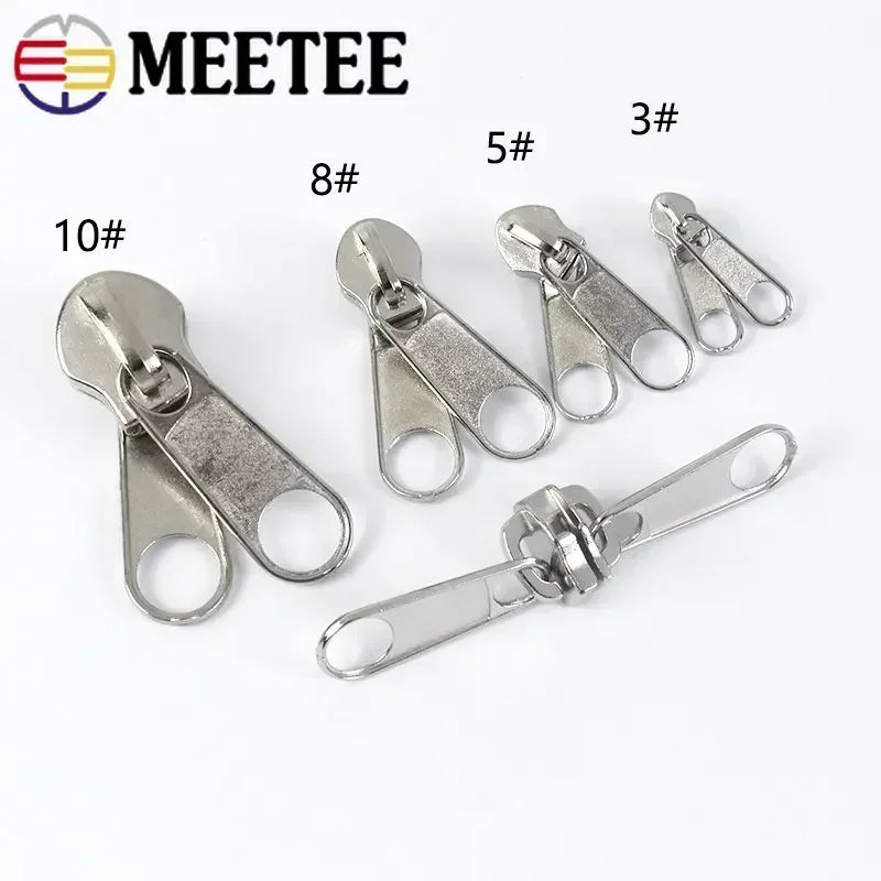 30/500Pcs 3# 5# 8# 10# Zipper Sliders for Nylon Zippers Head Single/Double Sided Pull Luggage Bag Zips Repair Kit Accessory
