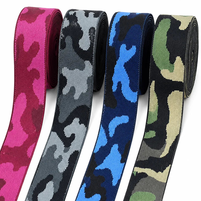 5/150Meters 38mm Camouflage Jacquard Nylon Elastic Bands for Pants Belt Rubber Band 1.4mm Thick Stretch Webbing Sewing Supplies