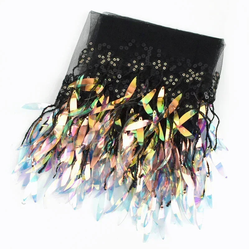 3/100Yards Sequin Tassel Mesh Tassels Fringe Decor Lace Trim Fabric for Wedding Clothes Curtain Fringes Trimmings DIY Accessories