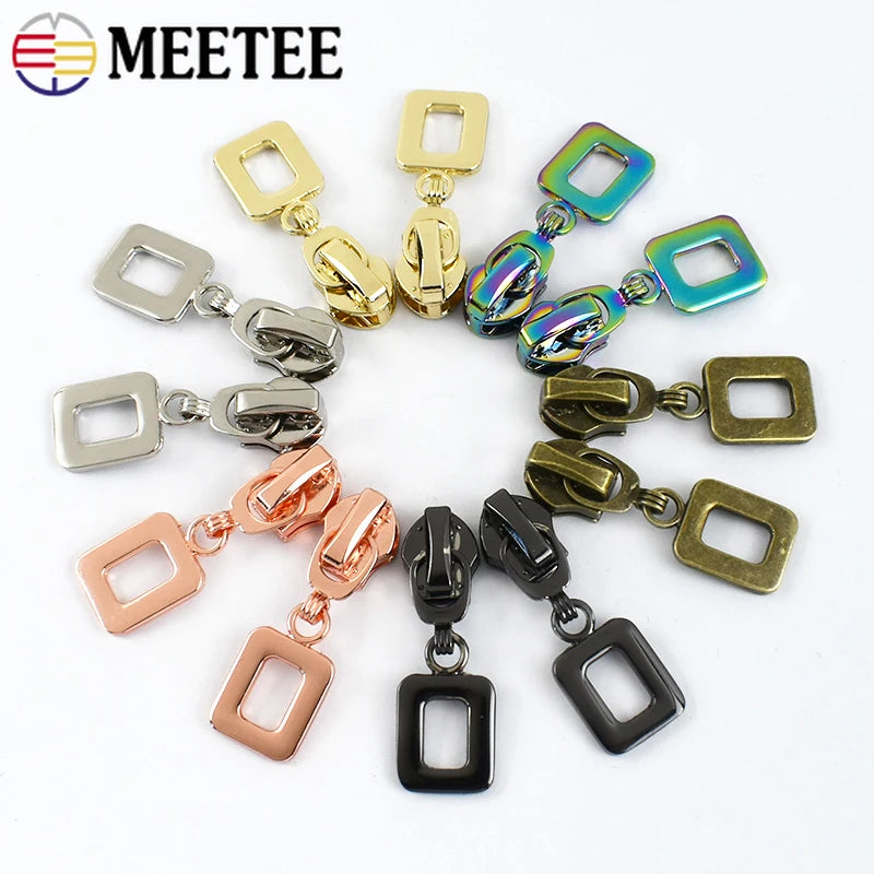 15/500Pcs Meetee Zipper Slider for 5/7# Nylon Zippers Bags Pocket Zip Pull Head Repair Kits Replacement DIY Garment Accessories