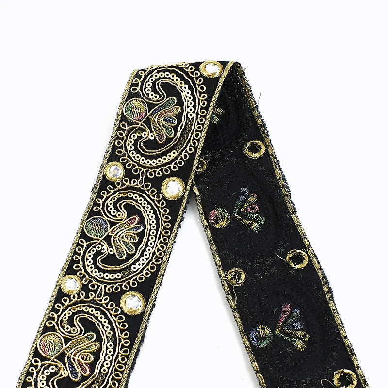5/150Yards 5CM Embroidered Sequin Lace Ribbon Dance Dress Garment Decoration Webbing Tape DIY Sewing Trims Handmade Accessories