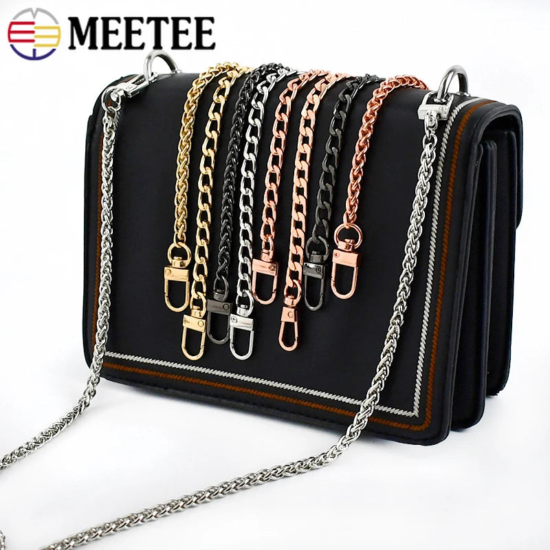 2/70Pcs Meetee 100/120cm Metal Purse Chains Bags Strap Replacement Shoulder Crossbody Bag Straps Wallet Handle DIY Handbags Hardware