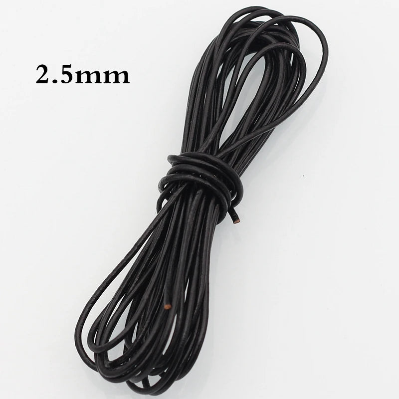 Meetee 3/100Meter 1.5/2/2.5/3/4/5mm Round Real Genuine Leather Cord Rope for Bracelet Necklace DIY Jewelry Cords Bags Craft Making