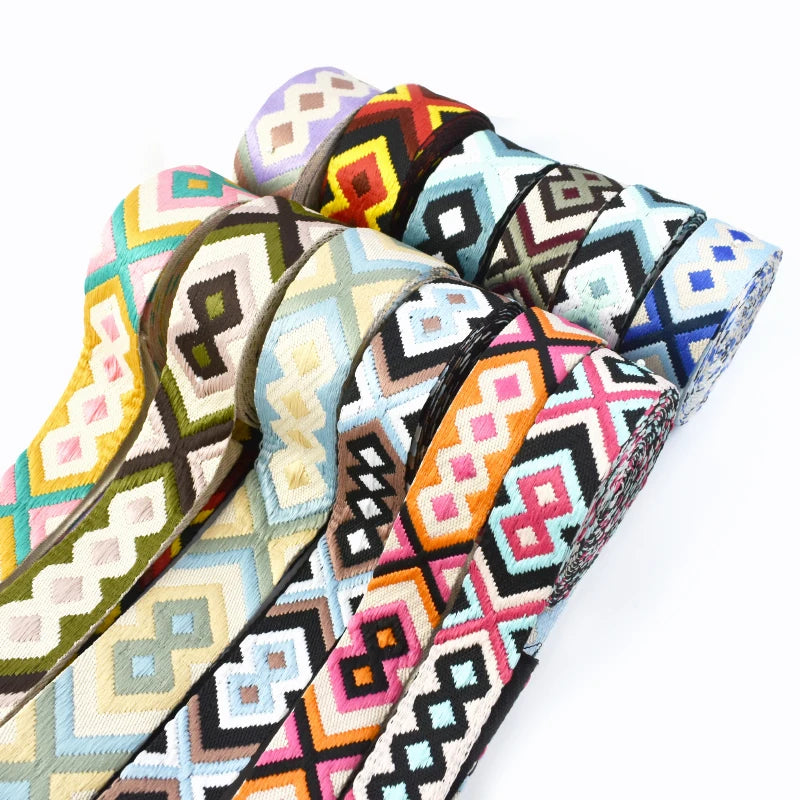 5/150Meters Nylon Webbing Band 38/50mm Jacquard Ribbon Strap 2mm Thick Handbag Garment Decorstive Webbings DIY Sewing Accessories