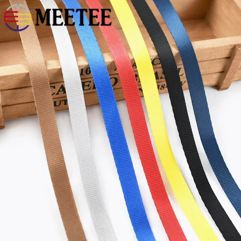 15/500Meters Meetee 10mm Colorful Nylon Webbing Ribbon Straps Bias Tape for Handmade Work Cards Strap Clothing Sewing Accessories