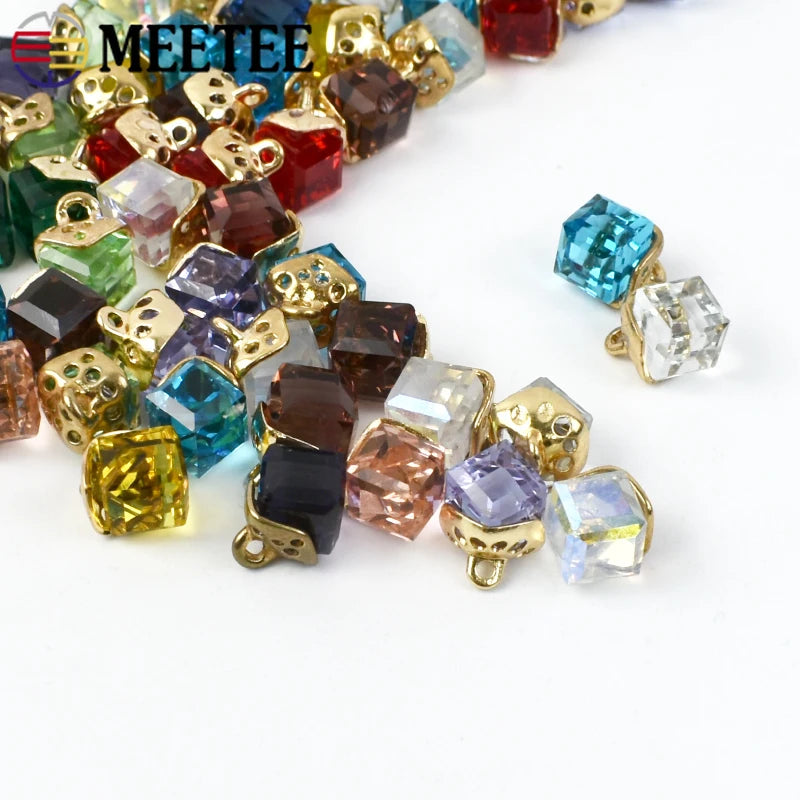 30/500pcs Meetee Colors Rhinestone Crystal Buttons Shirt Hair Accessory Jewelry Pendant Buckles DIY Clothing Sewing Accessories