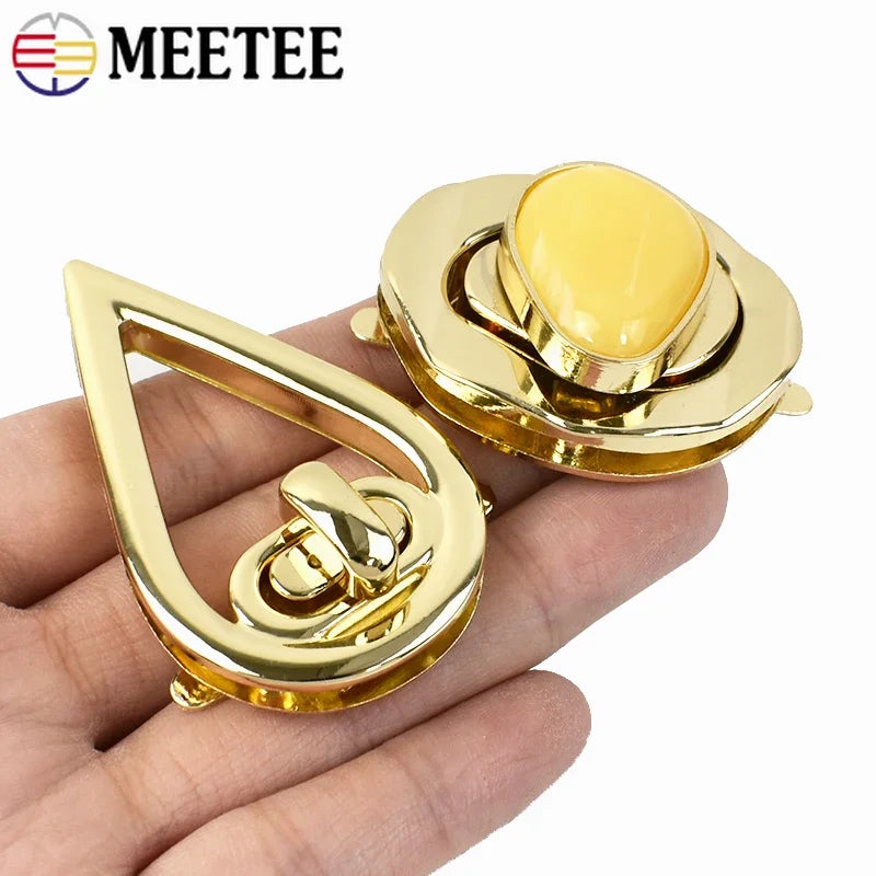 5/120Pcs Meetee Gold Metal Lock Clasp Turn Twist Locks Closure Snap Clip Buckles DIY Bag Purse Hardware Repair Accessories