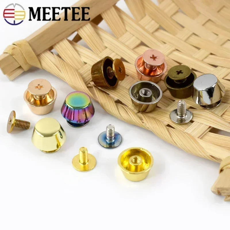 30/1000Pcs Meetee Metal Nails Buckles Studs Screw Rivets Handbag Bottom Protecting Feet Bags Leather Craft Hardware Accessories