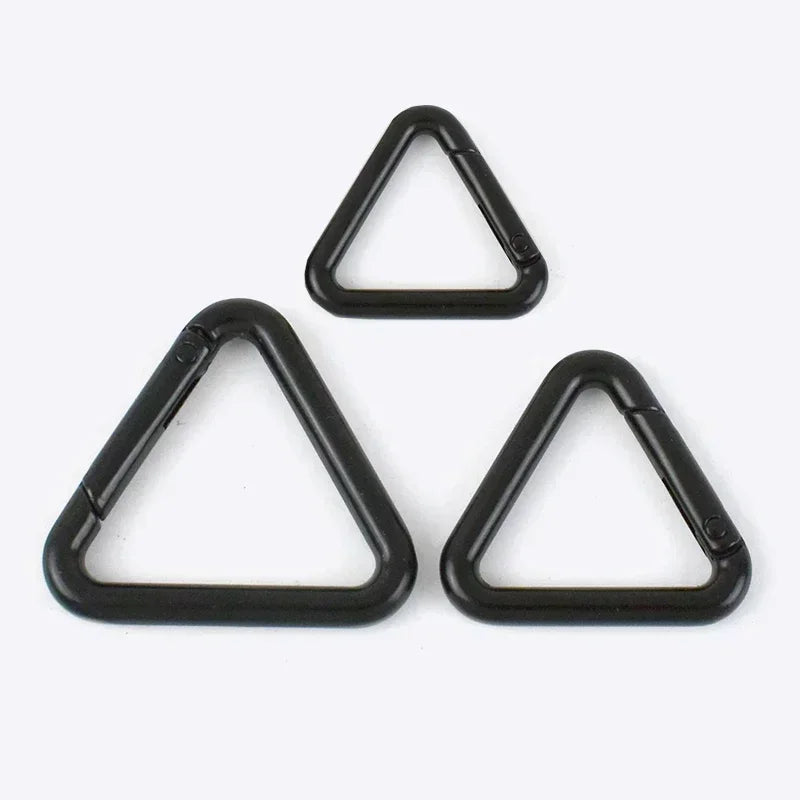 15/500Pcs Metal Triangle Spring Ring Openable Bag Belt Strap Buckle Carabiner Connect Keyring Dog Chain Snap Clasp Trigger Hook