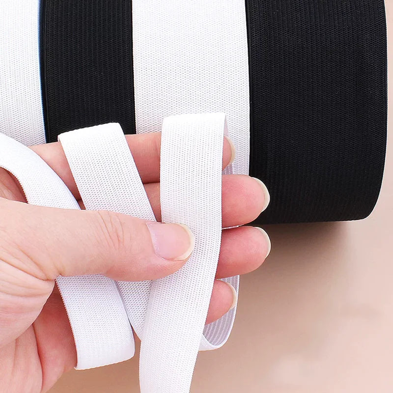 30/1000M Black White Sewing Elastic Band 3mm-50mm Garment Trousers Belt Rubber Bands Mask Strap Stretch Tape HairBand Bungee Cord