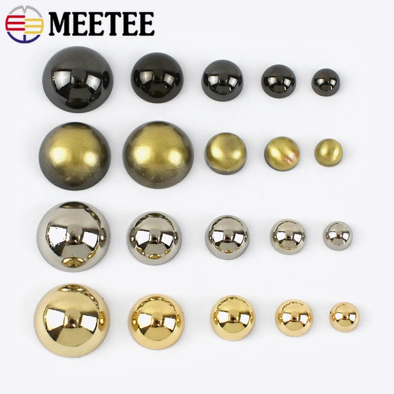 Meetee 30/1000Pcs 8/10/12/15/20mm Metal Buckles Decorative Rivets for Bag Belt Shoes Round Nailhead Clasp DIY Hardware Accessories