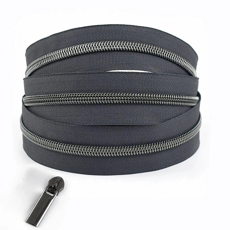 8/200Meters 5# Colorful Nylon Zipper Tapes GunBlack Tooth Coil Zip Tailors for Bags Garment Repair Kit DIY Sewing Accessories