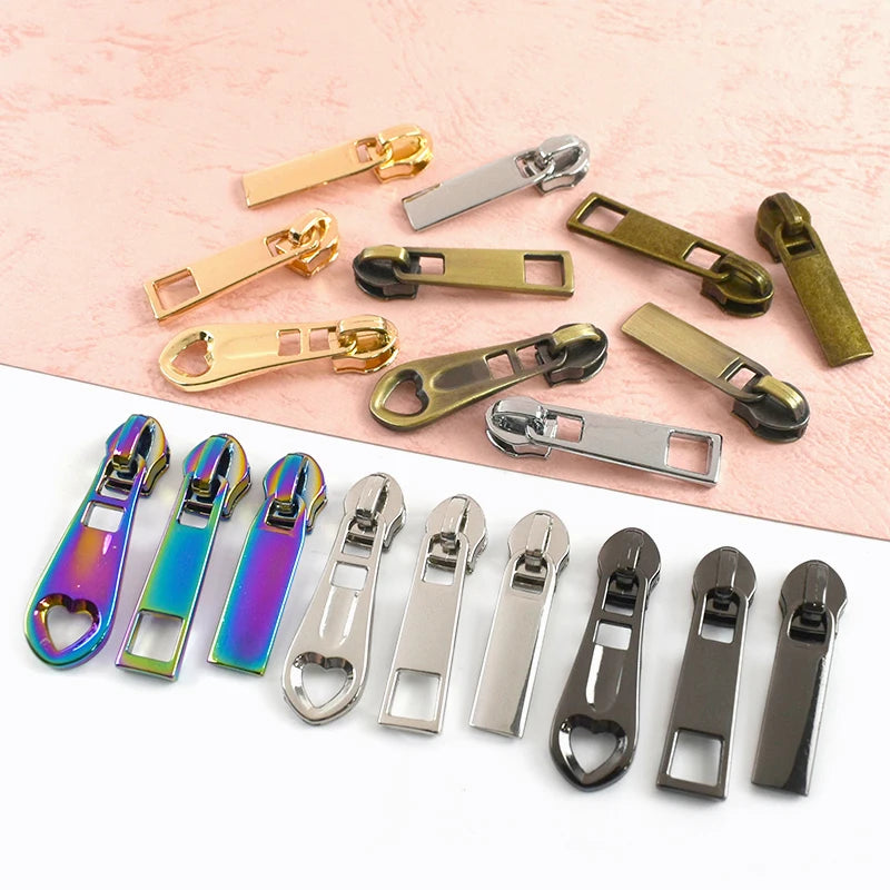 Meetee 25/500Pcs 5# Sewing Zipper Sliders for Nylon Zips Purse Zip Slider Apparel Decoration Zippers Puller Handbag Repairs Kits