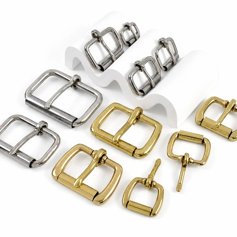 15/500Pcs 16-50mm Stainless Steel/Brass Roller Buckle Heel Bar Pin Buckles Leather Belt Adjust Clasp Bag Strap Hardware Replacement