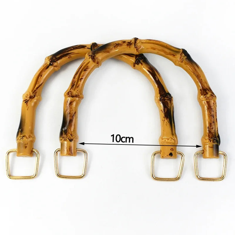 5/100Pcs Bmitation Bamboo Handle Purse Handles with Buckle Plastic Handbag Handles for Women Weaving Bag Hardware Accessories
