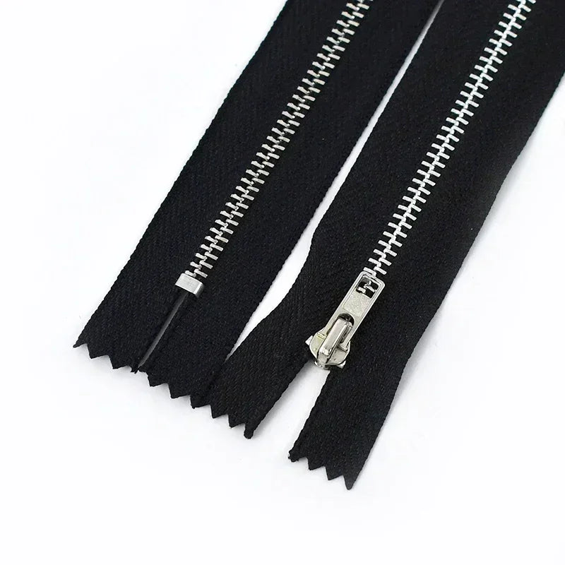 Meetee 3# 20/600Pcs Metal Zipper 10-30cm Bag Close End Zip Black White Zippers Pocket Purse Jeans Zips DIY Sewing Accessories