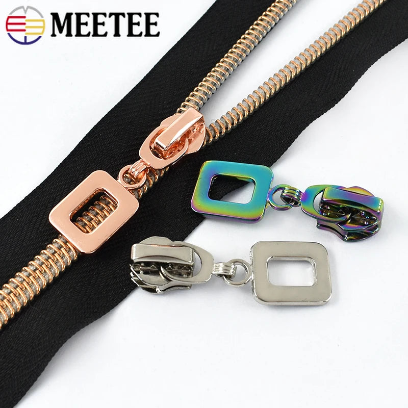 15/500Pcs Meetee Zipper Slider for 5/7# Nylon Zippers Bags Pocket Zip Pull Head Repair Kits Replacement DIY Garment Accessories