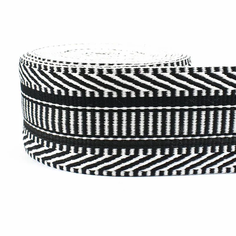 5/100Meters 38mm Polyester Cotton Jacquard Webbing Tapes 2mm Thick Bag Strap Belt Lace Ribbons DIY Garment Textile Sewing Decoration
