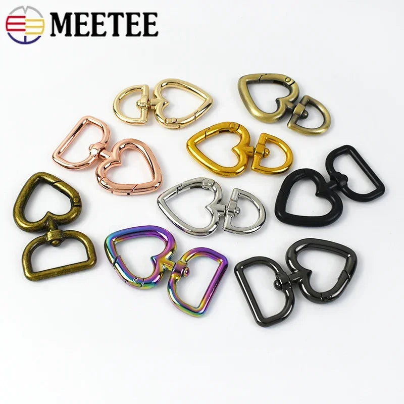 8/270Pcs Heart Metal Buckles Swivel Clasp Snap Hook Carabiner for Bag Strap Keychain Belt Buckle Diy Hardware Leather Accessories
