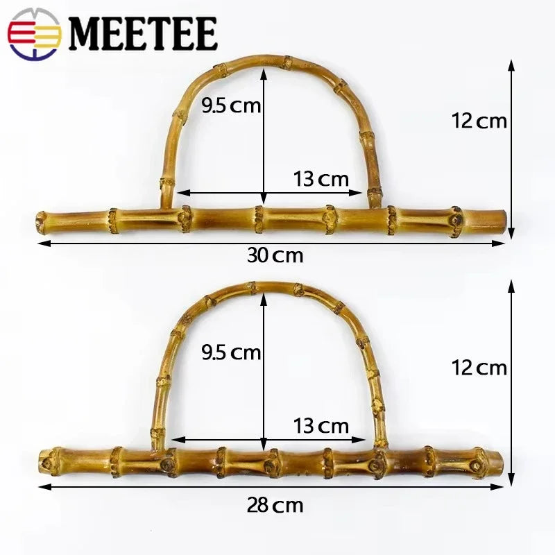 2/70Pcs Meetee 28/30cm Bamboo Bag Handle Natural Wooden Purse Frame Women Handbag Replacement Handles Handmade Bags Accessories