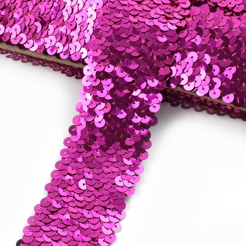5/120Meters 45mm Sequins Stretch Lace Ribbons Laces Trim Elastic Band Dance Dress Clothes Decoration Ribbon Sewing Accessories