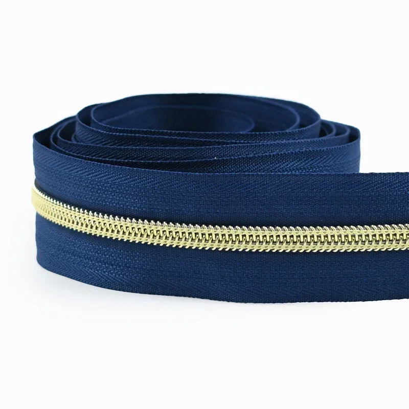 8/300M 5# Nylon Zippers Tapes Gold Silver Teeth Zipper for Sewing Bag Zips Purse Garment Zip Repair Kit DIY Accessories