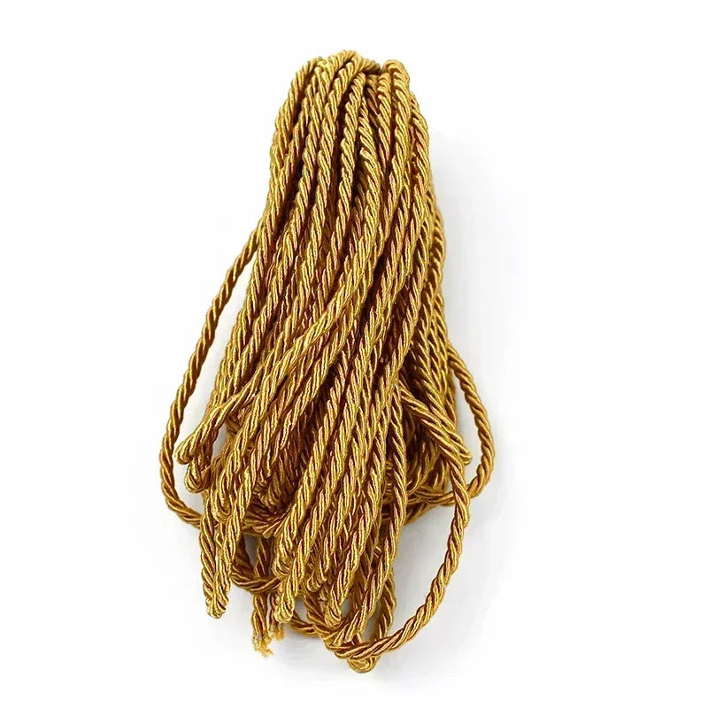 25/930M 3mm Polyester Twisted Braided Cord 3 Shares Ropes for Bag Strap Curtain Decorative Gift Box Rope DIY Sewing Accessory