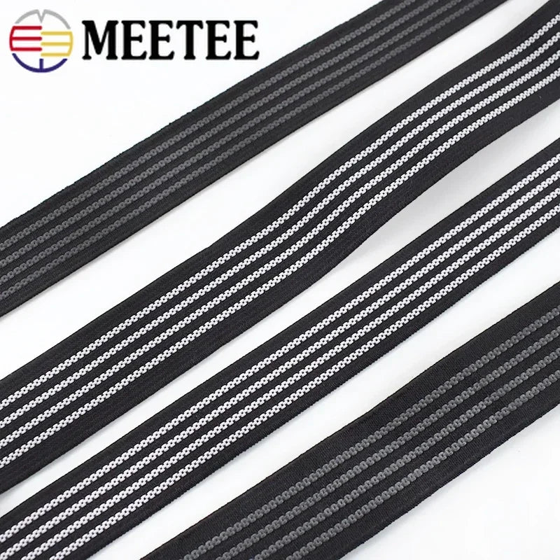 20/25mm 8/300M Anti-slip Elastic Bands White Black Rubber Material for Shoe Belts Backpack Waist Belt Sewing DIY Craft Accessory