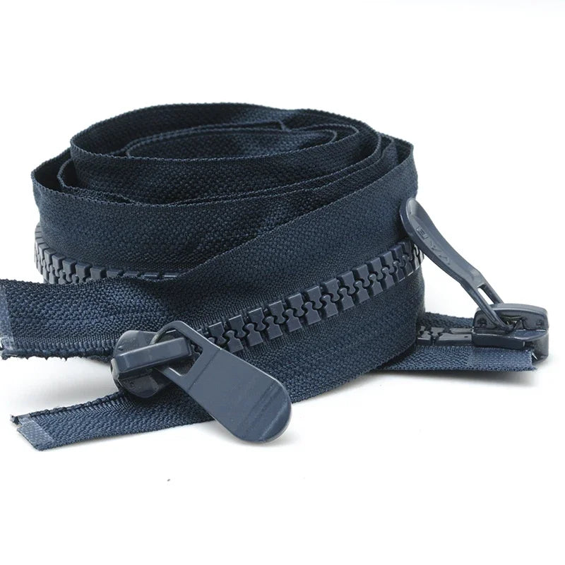 2/70Pcs Meetee 120cm 8# Resin Zippers Open End Double Slider Head Zip for Down Jacket Outdoor Backpack Tent Bag DIY Sewing Accessories