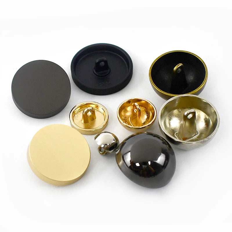 100Pcs Meetee 10-28mm Metal Shank Buttons Flat Head Decor Button Round Clasps for Coat Jacket Dress DIY Sewing Buckle Accessories