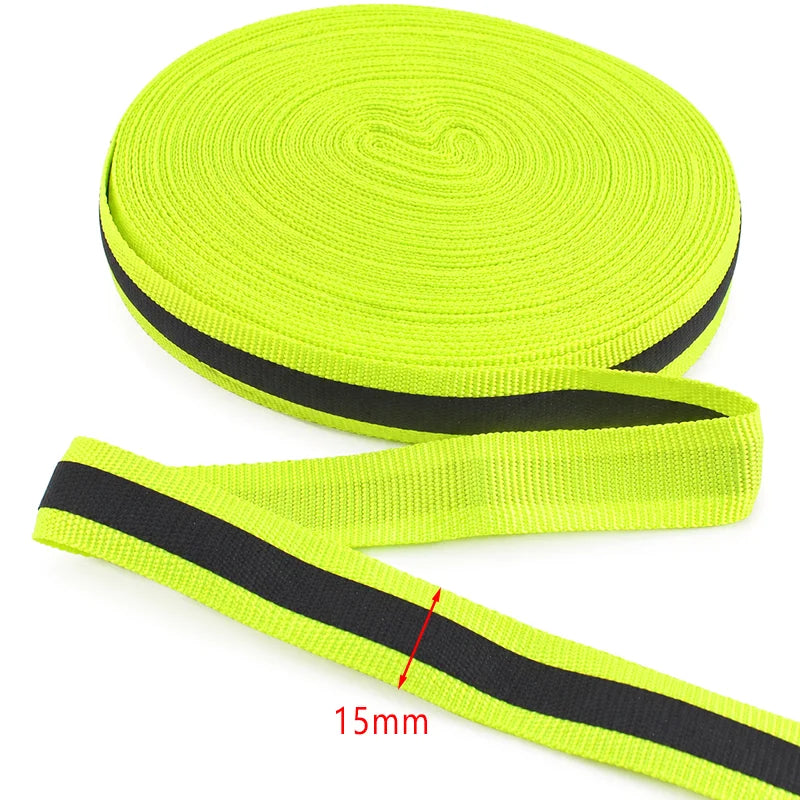 30/600Yards Silver Reflective Ribbons 10-40mm Green Black Safety Clothing Warn Webbing Tapes for Walking Cycling Backpacks At Night