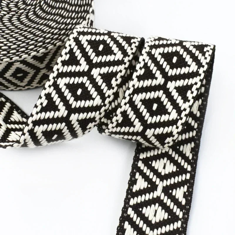 5/200Meters Meetee 38mm Colorful Jacquard Cotton Webbing Ribbon Canvas Straps Bag Shoulder Strap Clothing Band Sewing Accessorie