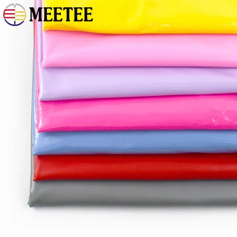 50/1000*145cm Meetee Shiny Glossy Soft Leather Fabric Elastic Faux PU Fabrics for Dress Clothes Cloth Material DIY Sewing Accessories