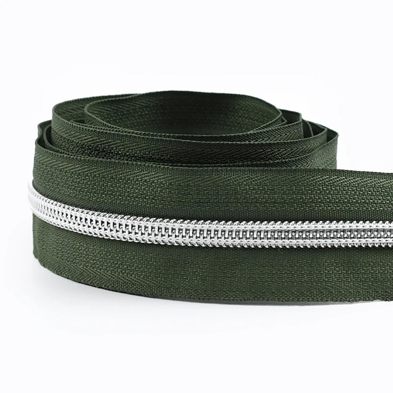 8/300M 5# Sewing Nylon Zipper Tape Silver Teeth Decor Zip Roll Jacket Bag Closure Zippers Repair Kits DIY Zips Replace Supplies