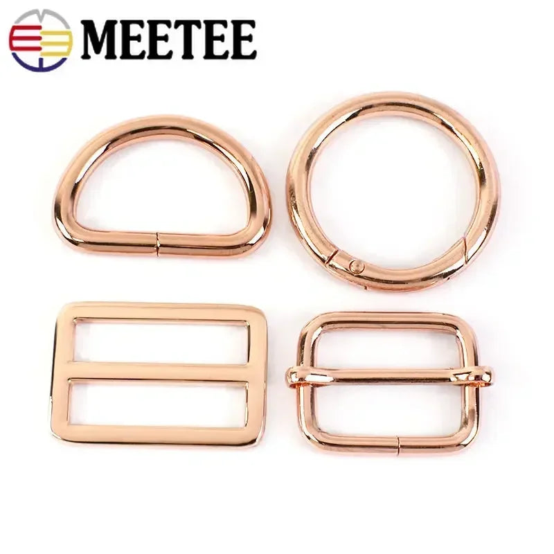 20/580Pcs RoseGold Bag Buckles Metal O D Ring Clip Clasp Tri Glide Slider Hook Backpack Belt Strap DIY Hardware Sewing Accessories